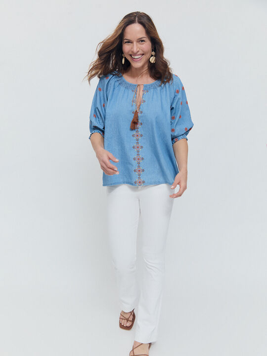 BLUSA BORDADA Mid blue image number null