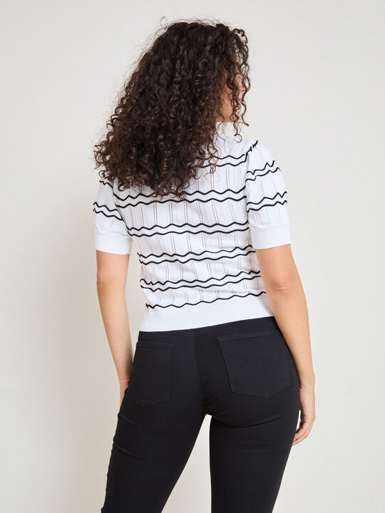 CARDIGAN ONDAS BICOLOR Blanco Optico image number null