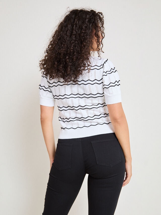 CARDIGAN ONDAS BICOLOR Blanco Optico