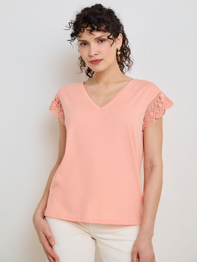 CAMISETA DETALLE Salmon