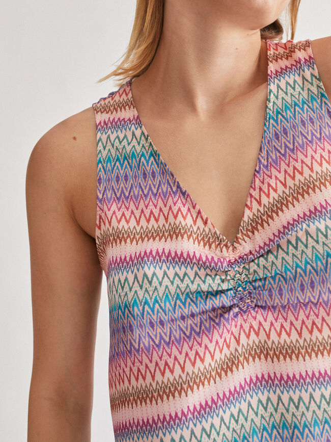Vestido goma escote Crudo
