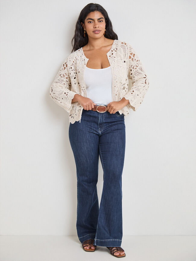 CARDIGAN FLORES CROCHET Crudo