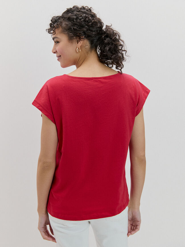 CAMISETA HOMBRO CAIDO Rojo