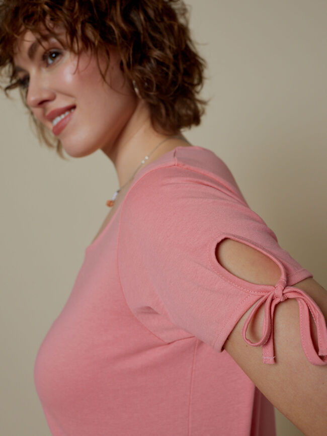 Camiseta detalle nudo 100% algodón Rosa Medio