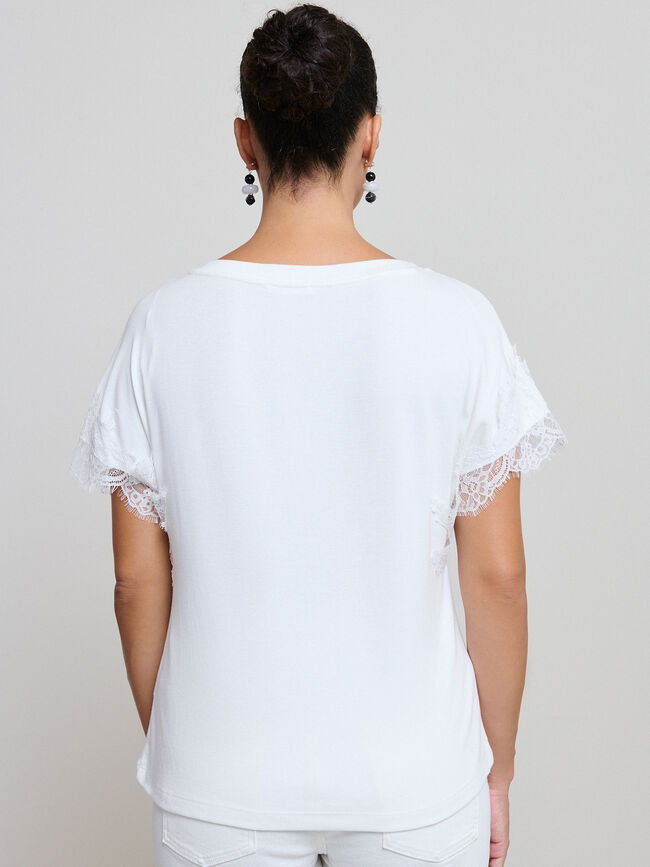 CAMISETA MANGA DETALLE Blanco Hueso