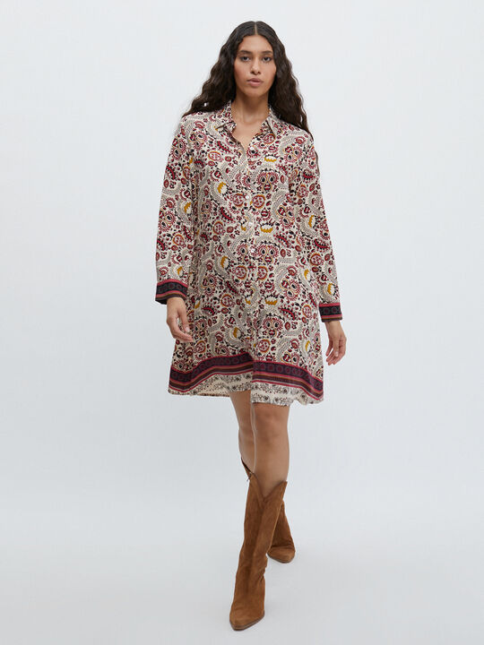 VESTIDO CAMISERO PAISLEY Crudo image number null
