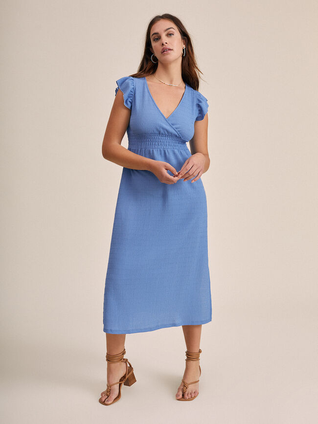 Vestido escote cruzado aberturas en bajo Azulon
