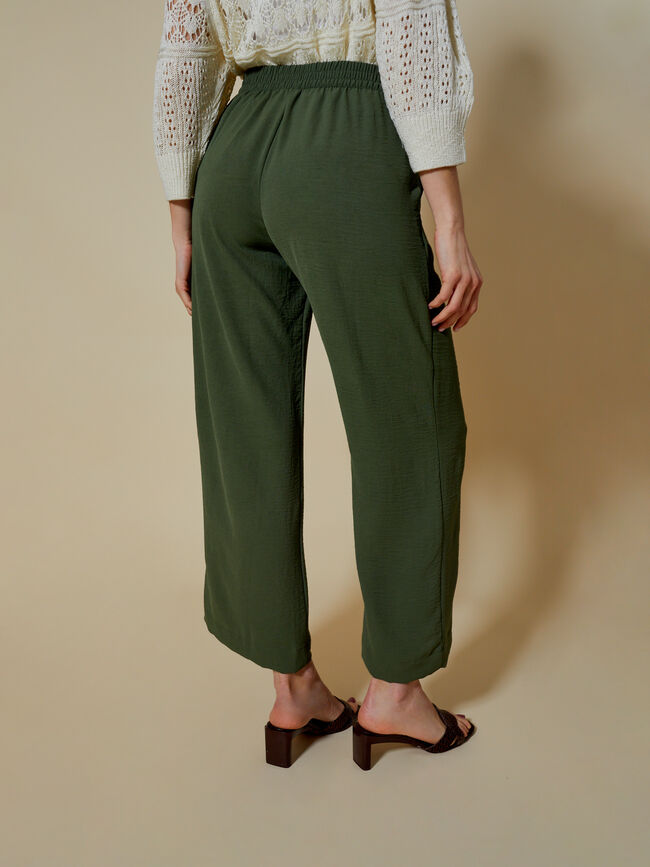 Pantalón palazzo fluido Kaki