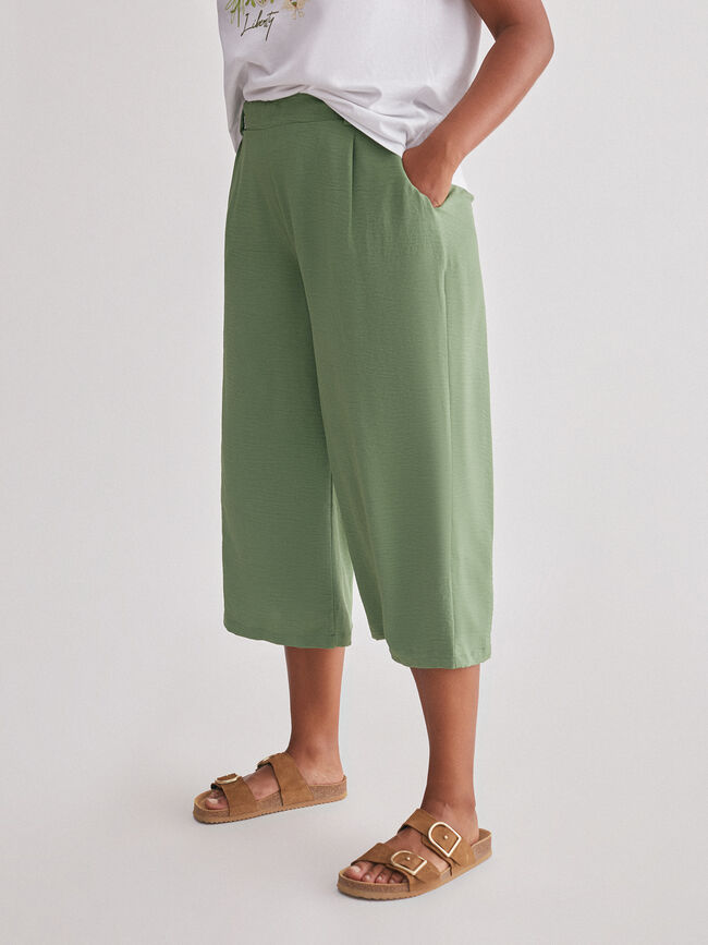 Pantalón culotte fluido Verde Viridian
