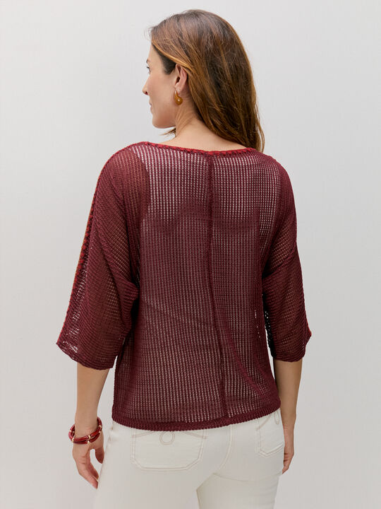 CAMISETA DETALLE BORDADO Vino image number null