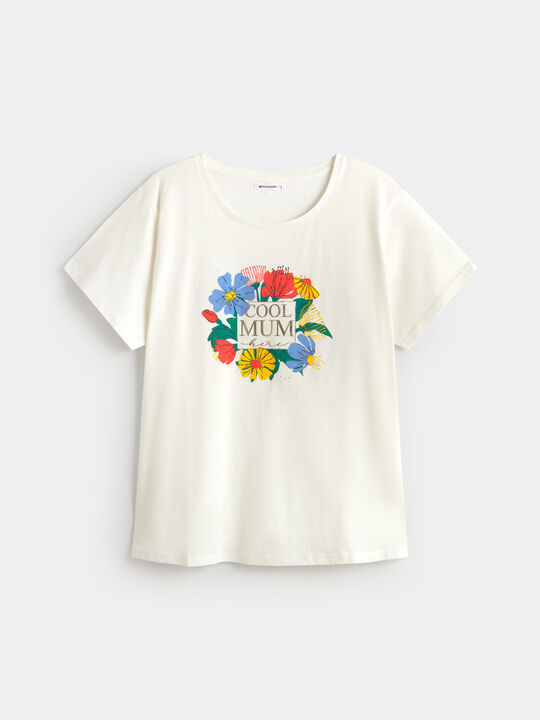CAMISETA FLORES BRILLANTES Blanco Optico image number null
