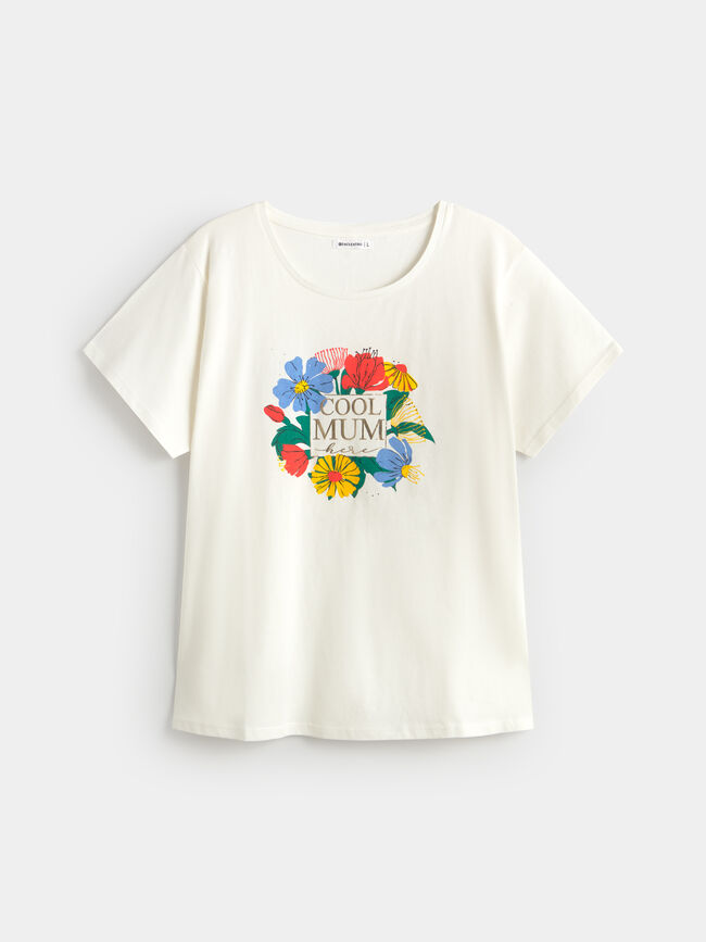 CAMISETA FLORES BRILLANTES Blanco Optico