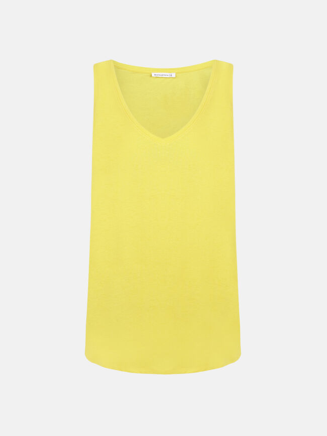 top cuello pico 100% algodón Canario