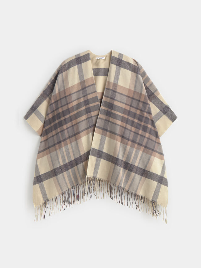 PONCHO CUADROS BRILLOS Rosa