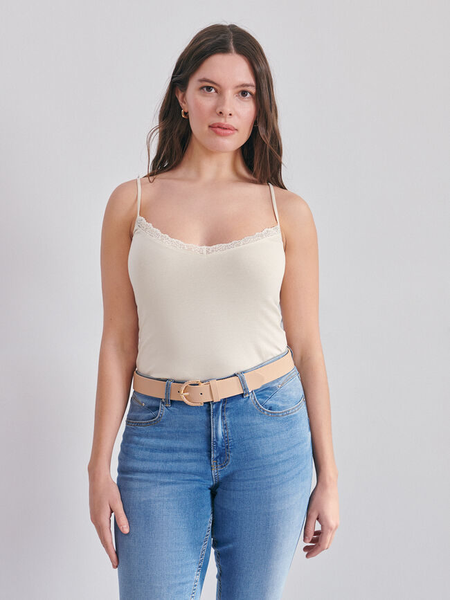 TOP PUNTILLA algodón Blanco Hueso