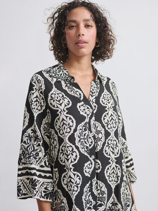 VESTIDO MIDI ESTAMPADO Negro image number null