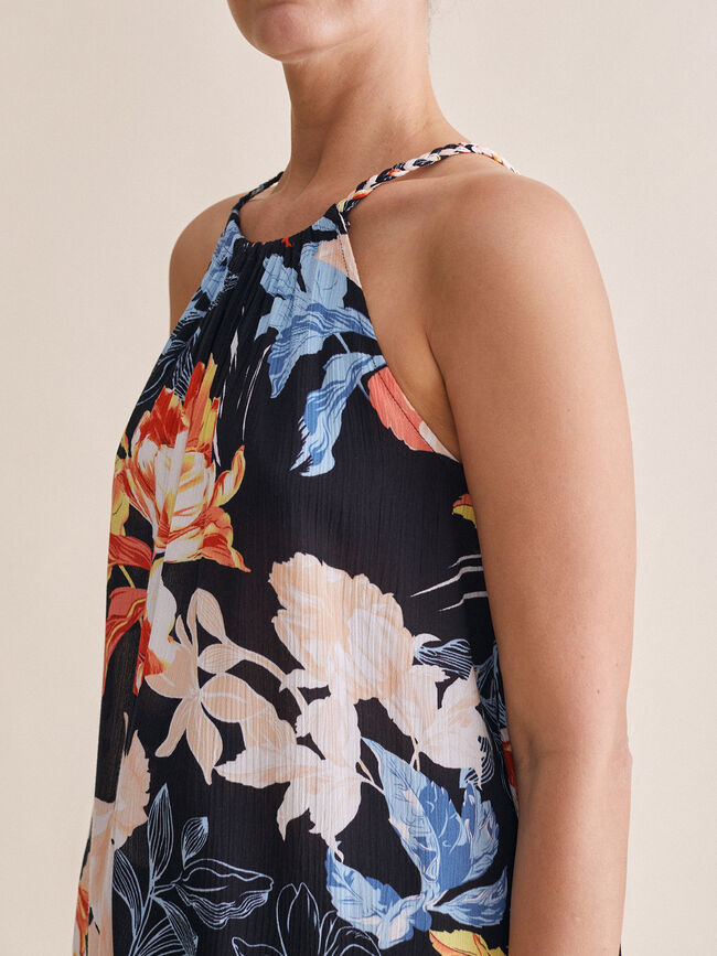 TOP CUELLO HALTER ESTAMPADO Negro