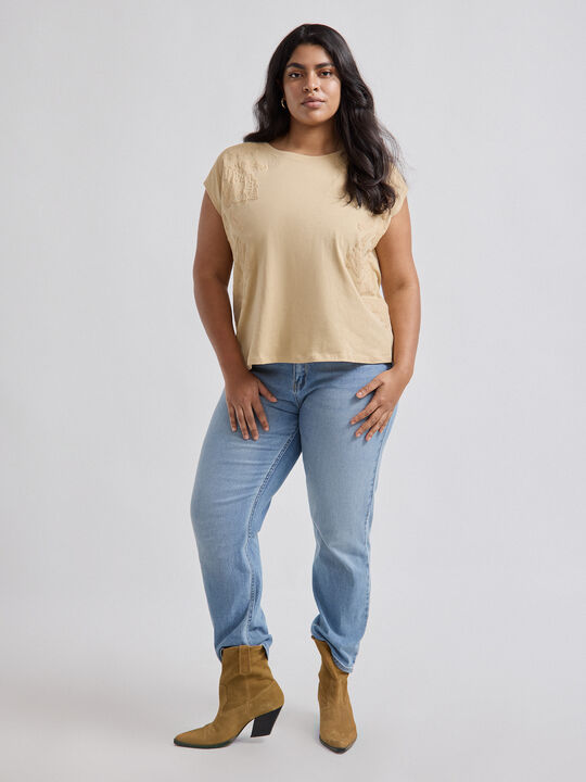 CAMISETA POSICIONAL FLORES Camel Claro image number null