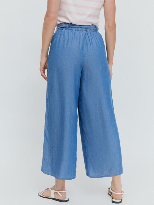 PANTALON CULOTTE CINTURON Mid blue image number null