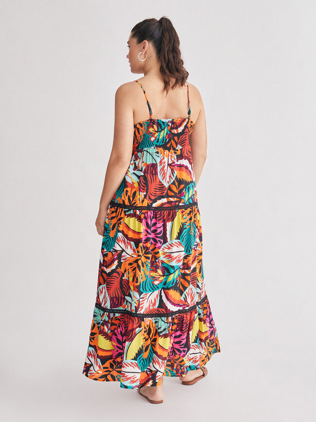 Vestido tirantes estampado Naranja