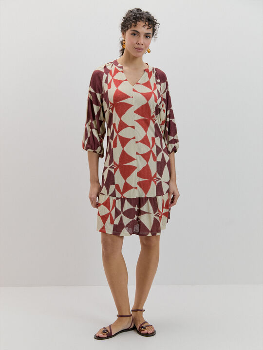 VESTIDO MANGA ABULLONADA Estampado 1 image number null