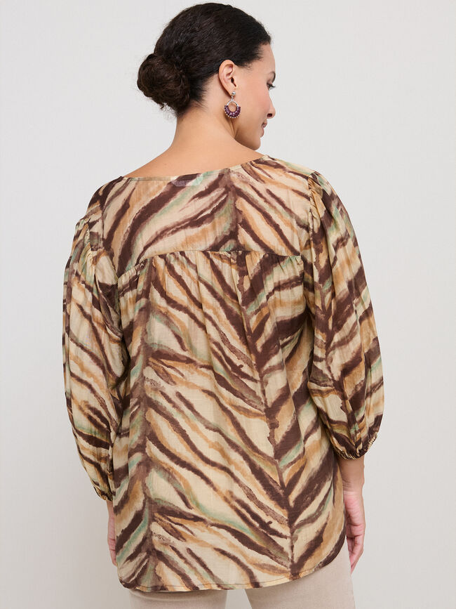 BLUSA VOLUMEN ESTAMPADA Crudo