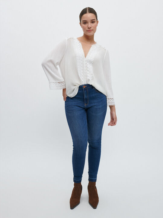 BLUSA PUNTILLA Blanco Hueso image number null