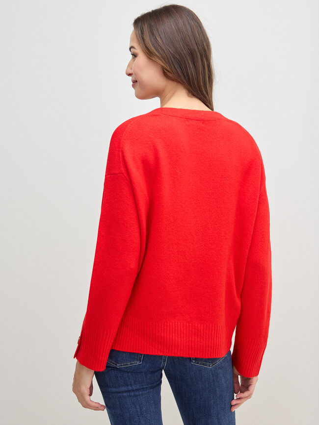 CARDIGAN DETALLE PU&Ntilde;O BOT&Oacute;N Rojo