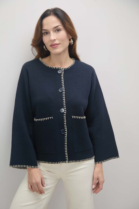 ABRIGO DETALLE PESPUNTE Azul Marino image number null