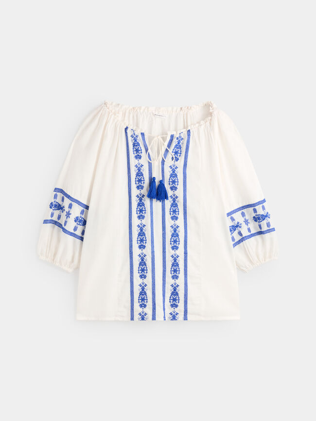 BLUSA BORDADOS TEXTURA Blanco Optico