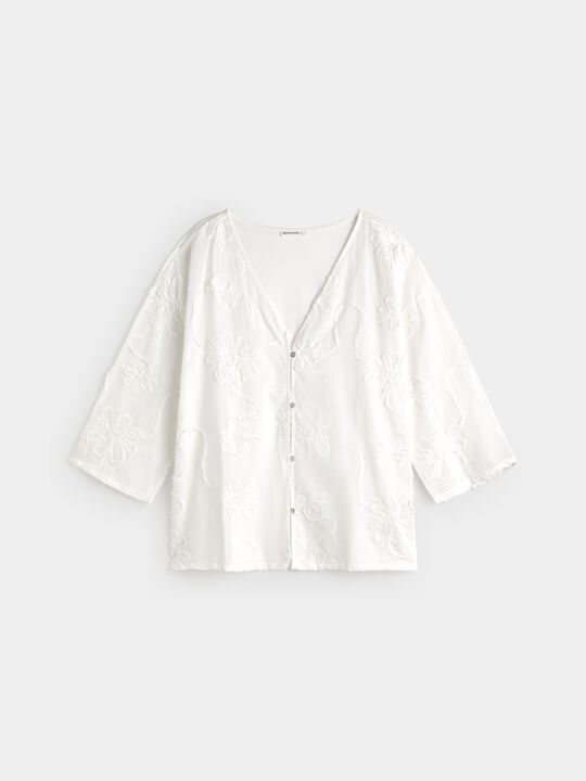 BLUSA FLORES BORDADAS Blanco Optico image number null