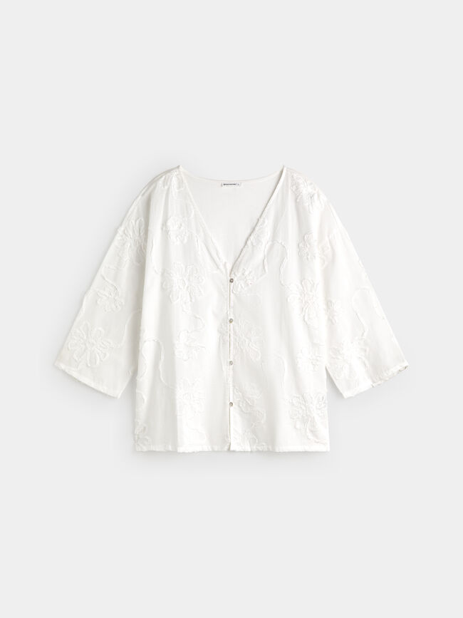BLUSA FLORES BORDADAS Blanco Optico