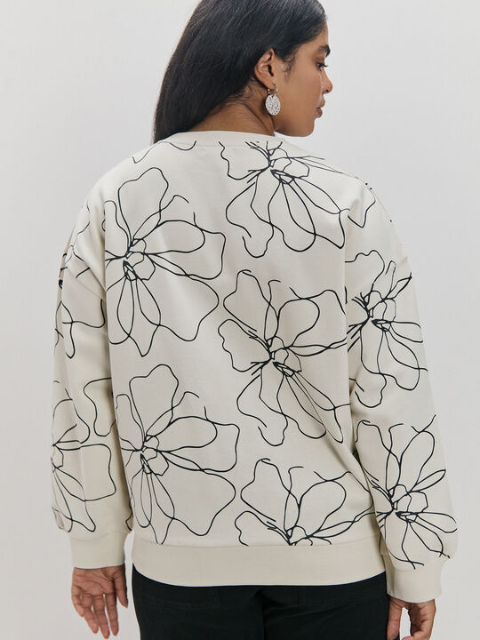 SUDADERA BICOLOR MENSAJE Beige image number null