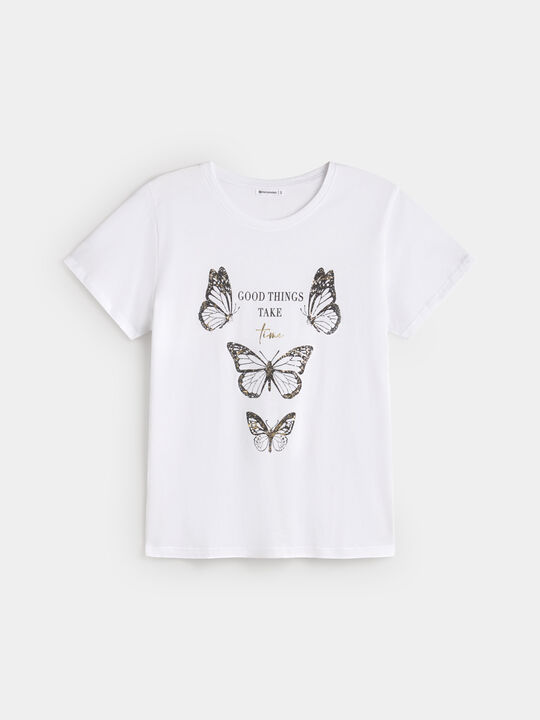 CAMISETA POSICIONAL MARIPOSAS Blanco Optico image number null
