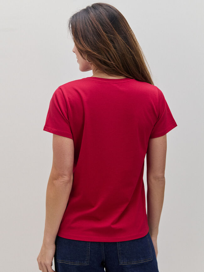 CAMISETA CORAZÓN LEOPARDO Rojo