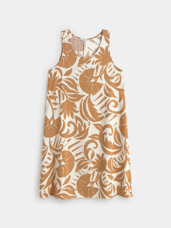 VESTIDO ESTAMPADO TIRANTES Crudo