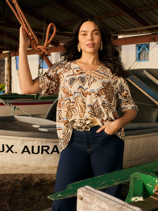 BLUSA FRUNCES ESTAMPADA Estampado 1 image number null