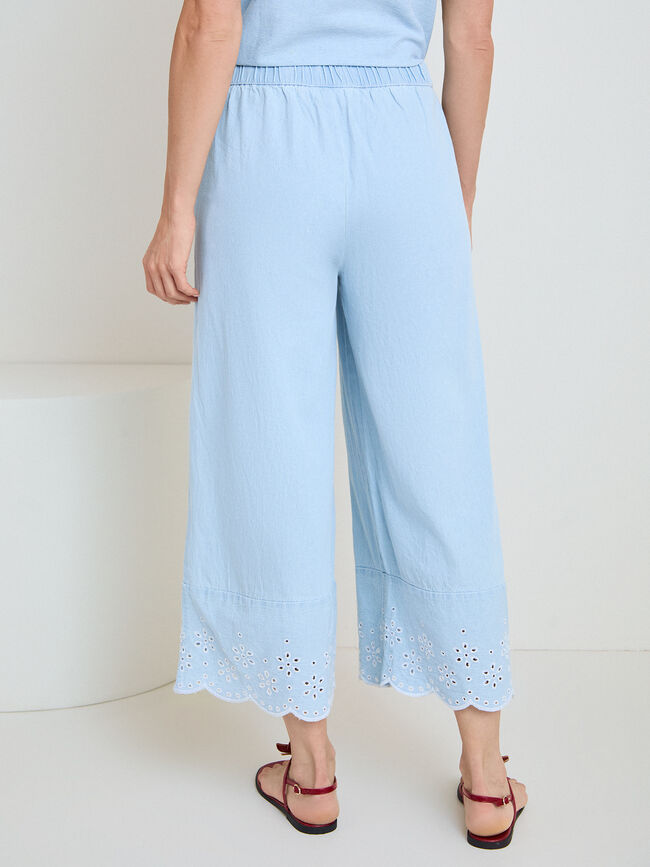 PANTALON DETALLE BORDADO Light Blue Wash