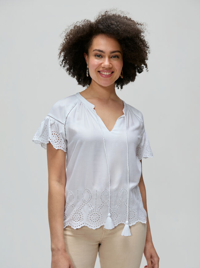 CAMISETA BORDADO SUIZO Blanco Optico