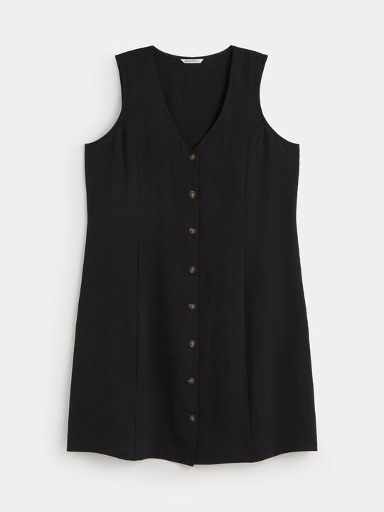 VESTIDO CORTO BOTONES Negro image number null