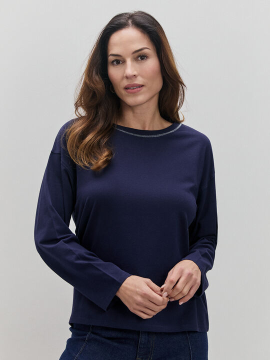 CAMISETA MANGA LARGA Azul Marino image number null