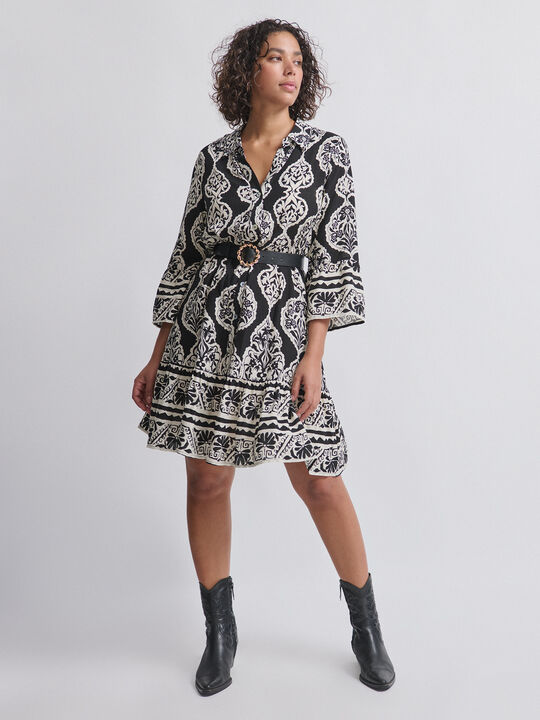 VESTIDO MIDI ESTAMPADO Negro image number null