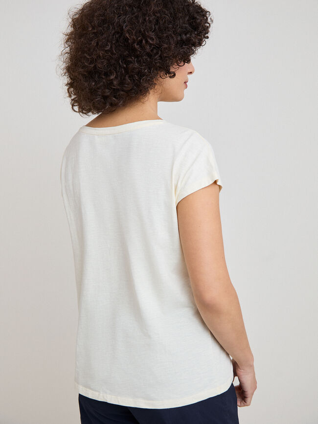 CAMISETA FLOR PARCHE Amarillo Pastel