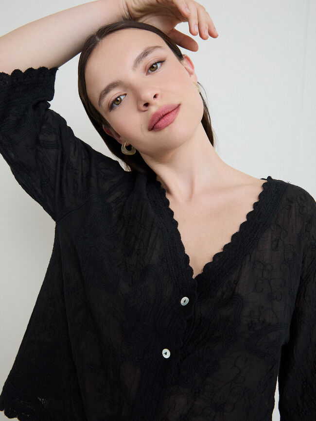 CAMISA BORDADOS FANTASIA Negro