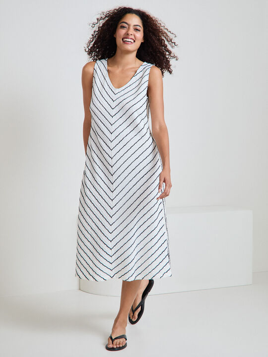 VESTIDO JACQUARD RAYAS Crudo image number null