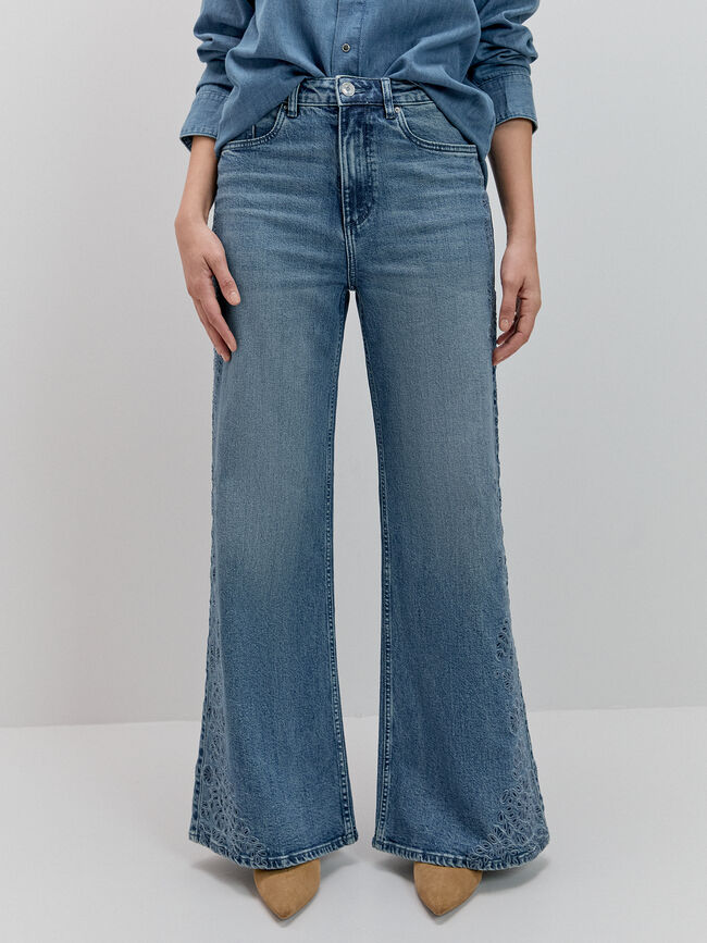 VAQUERO BORDADO FLORES Mid blue