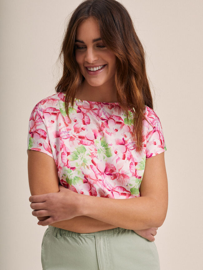 Camiseta estampado floral Blanco Optico