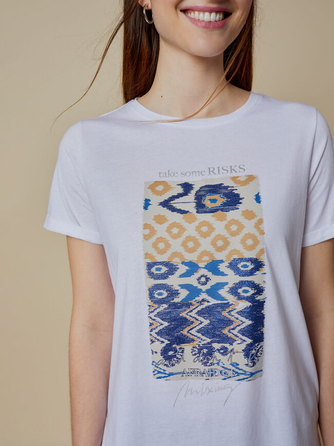 Camiseta detalle estampado Blanco Optico