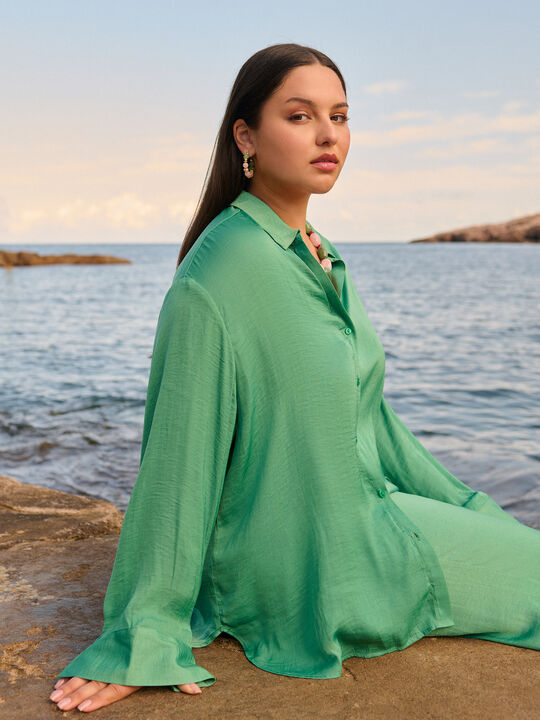 CAMISA FLUIDA Verde Pino image number null