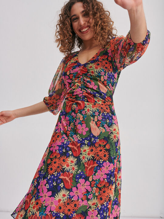 Vestido tul estampado Negro image number null